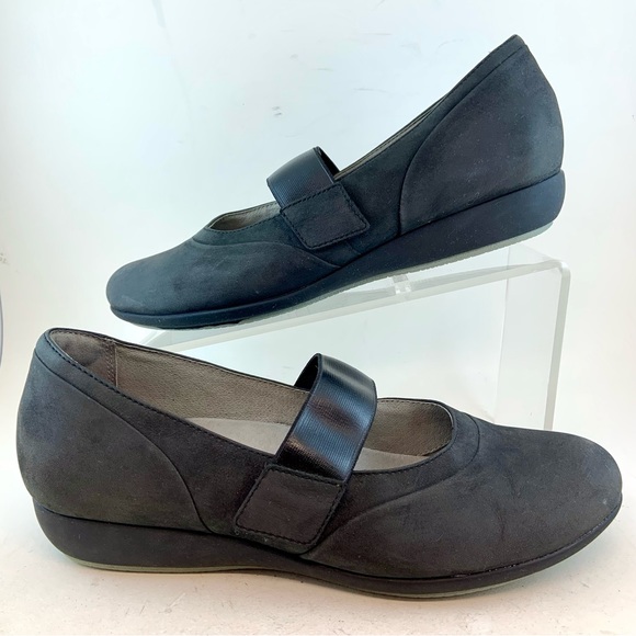 Dansko Black Nubuck Kendra Low Wedge Mary Janes, size 39 8.5 9 - Picture 4 of 12